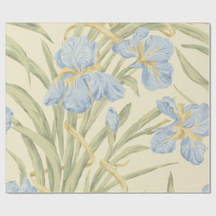 Papier Cadeau Motif de fleur d'iris bleu violet élégant vintage