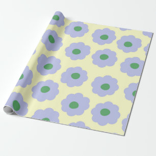 Papier Cadeau Motif de fleur hippie mignon bleu vert preppy