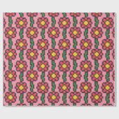 Papier Cadeau Motif de fleur pixel 8 bits (Plat)