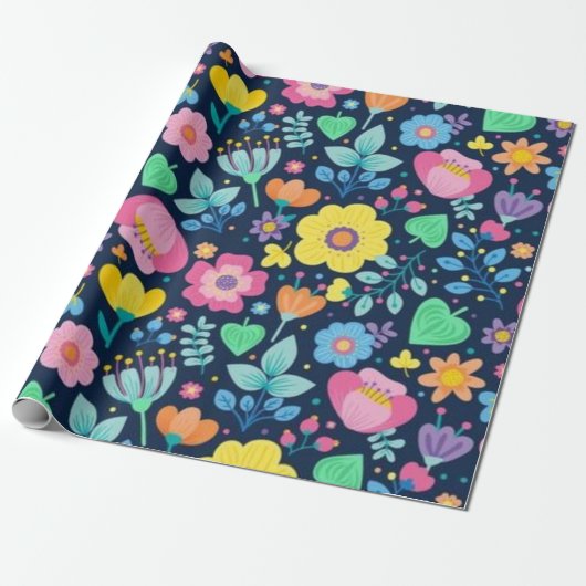 Papier Cadeau Motif de fleurs (Déroulé)