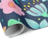Papier Cadeau Motif de fleurs (Coin rond)