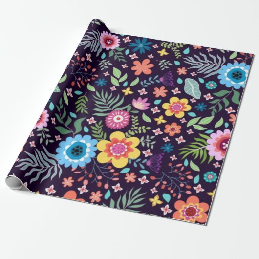 Papier Cadeau Motif de fleurs (Déroulé)