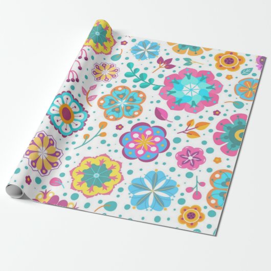 Papier Cadeau Motif de fleurs (Déroulé)