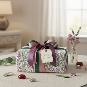 Papier Cadeau Motif de fleurs à l'aquarelle rose et violette
