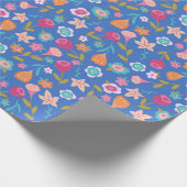 Papier Cadeau motif de fleurs abstraites colorées (Coin)
