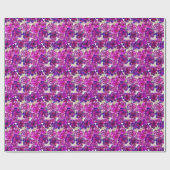 Papier Cadeau Motif De Fleurs Abstraites Roses Et Violettes (Plat)