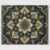 Papier Cadeau Motif de fleurs arabe foncé (Plat)