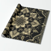 Papier Cadeau Motif de fleurs arabe foncé (Déroulé)
