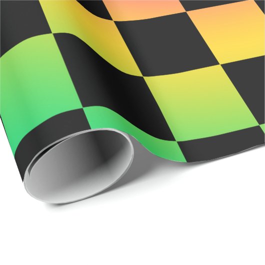 Papier Cadeau Motif de fleurs arc-en-ciel en tableau de contrôle (Coin rond)