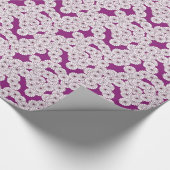 Papier Cadeau Motif de fleurs Art Déco - blanc sur violet (Coin)