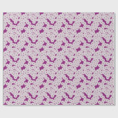 Papier Cadeau Motif de fleurs Art Déco - blanc sur violet (Plat)