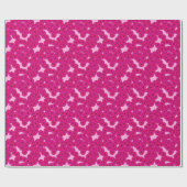 Papier Cadeau Motif de fleurs Art Déco - magenta sur rose (Plat)