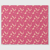 Papier Cadeau Motif de fleurs Art Déco - rose profond et pêche (Plat)