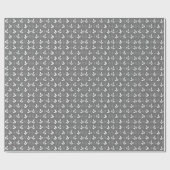 Papier Cadeau Motif de fleurs blanches aquarelle gris (Plat)