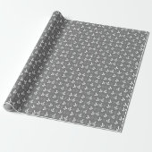 Papier Cadeau Motif de fleurs blanches aquarelle gris (Déroulé)
