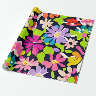 Papier Cadeau Motif de fleurs colorées MankDhani