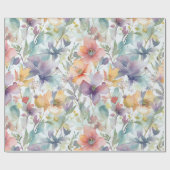 Papier Cadeau Motif de fleurs d'aquarelle (Plat)