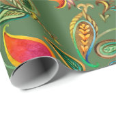 Papier Cadeau Motif de fleurs d'aquarelle (Coin rond)