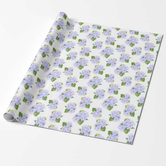 Papier Cadeau Motif de fleurs d'aquarelle Hydrangea (Déroulé)