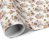 Papier Cadeau Motif de fleurs de Boho rétro (Coin rond)