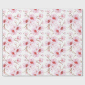 Papier Cadeau Motif de fleurs de cerisier d'aquarelle (Plat)