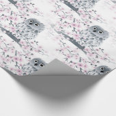 Papier Cadeau Motif de fleurs de cerisier de chouette (Coin)