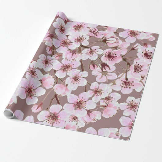 Papier Cadeau Motif de fleurs de cerisiers (Déroulé)