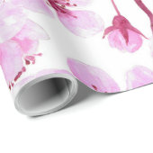 Papier Cadeau Motif de fleurs de cerisiers (Coin rond)