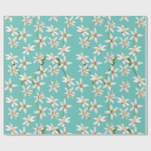 Papier Cadeau Motif de fleurs de citron d'été sur turquoise (Plat)