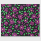 Papier Cadeau Motif de fleurs de clématite violette (Plat)