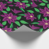 Papier Cadeau Motif de fleurs de clématite violette (Coin)