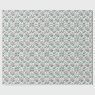 Papier Cadeau Motif de fleurs de pêche et de lavande à l'aquarel