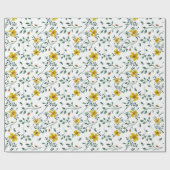 Papier Cadeau Motif de fleurs de printemps jaune très délicat (Plat)
