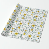 Papier Cadeau Motif de fleurs de printemps jaune très délicat (Déroulé)
