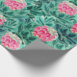 Papier Cadeau Motif de fleurs de Protea exotiques