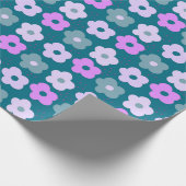 Papier Cadeau Motif De Fleurs D'Été Rose Et Bleu Doux (Coin)