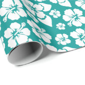 Papier Cadeau Motif de fleurs d'Hibiscus hawaïen (Coin rond)