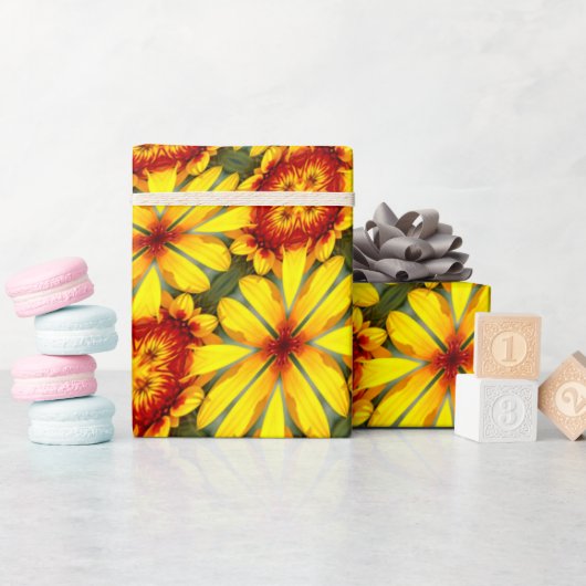 Papier Cadeau Motif de fleurs d'or (Baby Shower)