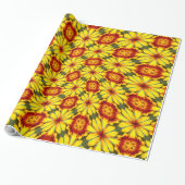 Papier Cadeau Motif de fleurs d'or (Déroulé)