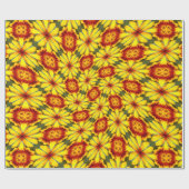 Papier Cadeau Motif de fleurs d'or (Plat)