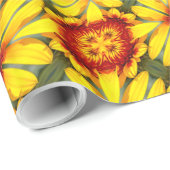 Papier Cadeau Motif de fleurs d'or (Coin rond)