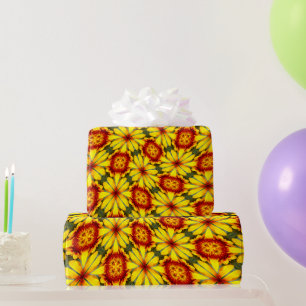Papier Cadeau Motif de fleurs d'or