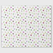 Papier Cadeau Motif de fleurs et de feuillage violets (Plat)