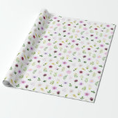Papier Cadeau Motif de fleurs et de feuillage violets (Déroulé)