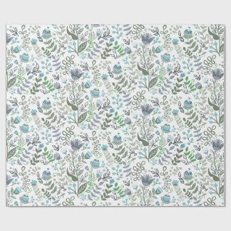 Papier Cadeau Motif de fleurs fantaisie d'art populaire polonais