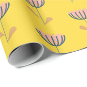 Papier Cadeau Motif de fleurs folkloriques modernes scandinave j (Coin rond)