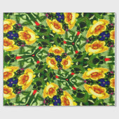 Papier Cadeau Motif de fleurs jaune vif (Plat)