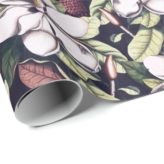 Papier Cadeau Motif de fleurs Magnolia (Coin rond)