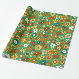 Papier Cadeau Motif de fleurs orange