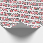Papier Cadeau Motif de fleurs original de rose rouge de point de (Coin)